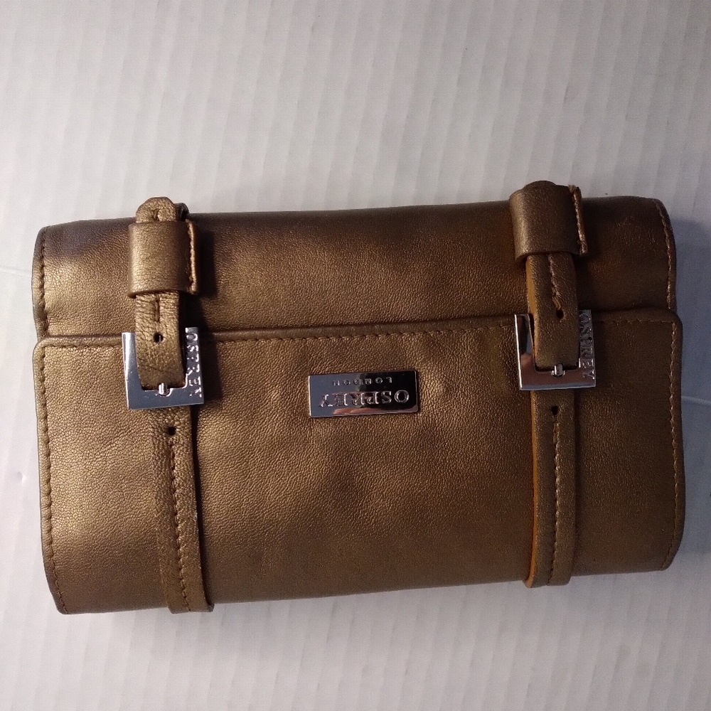 Osprey London women bronze leather clutch purse